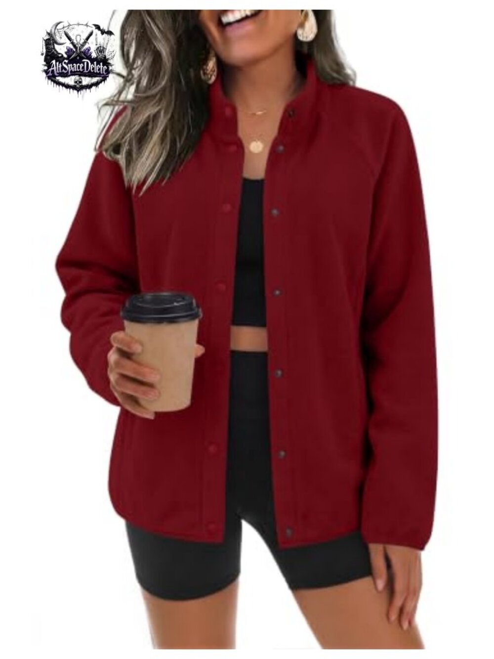 Fleece Jacket Women Button Down Winter Coat with Pockets